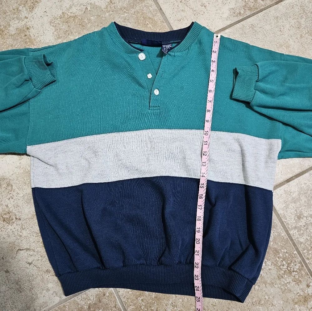 Vintage 80s Fremantle Action Wear Colorblock Henley Sweatshirt Medium Classic - Picture 7 of 7